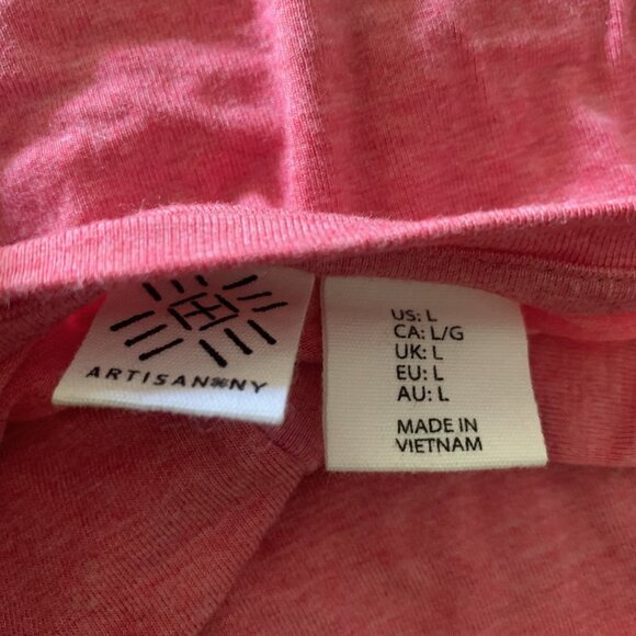 ARTISAN NY WOMEN'S PINK HEATHERED STRETCH T-SHIRT DRESS SIZE LARGE-EUC - Picture 4 of 5